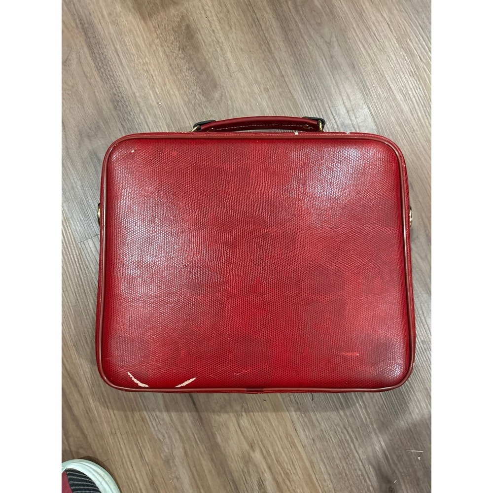 LANCEL Paris Red Briefcase Document Holder Handbag Travel Leather - Picture 6 of 12